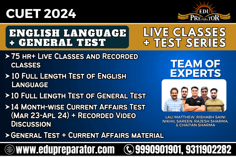 CUET 2024 - English Language and General Test Section (I & III) Live Classes + Test Series